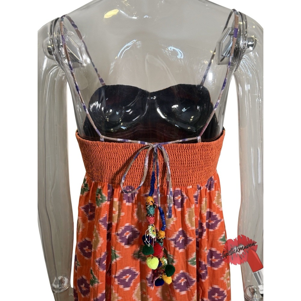 Ralph Lauren Denim & Supply Dress Women XS Orange Boho Spaghetti Strap Festival - Picture 7 of 15